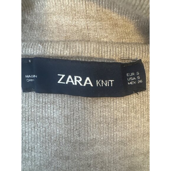 ZARA Knit Open Front Small Cardigan Coat Gray & Beige Viscose Blend Womens - Picture 3 of 12
